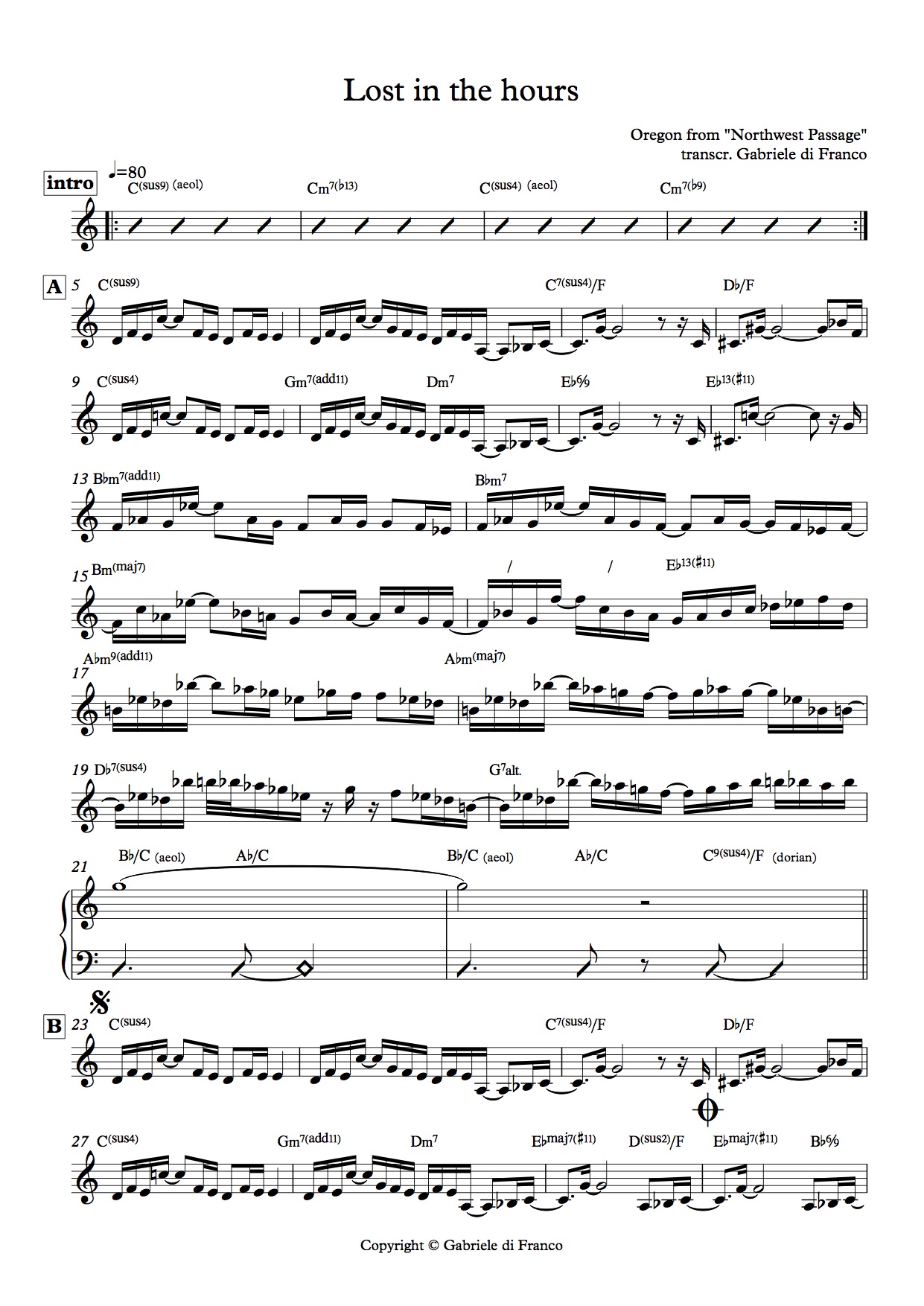 Transcription: Lost in the hours – Oregon
