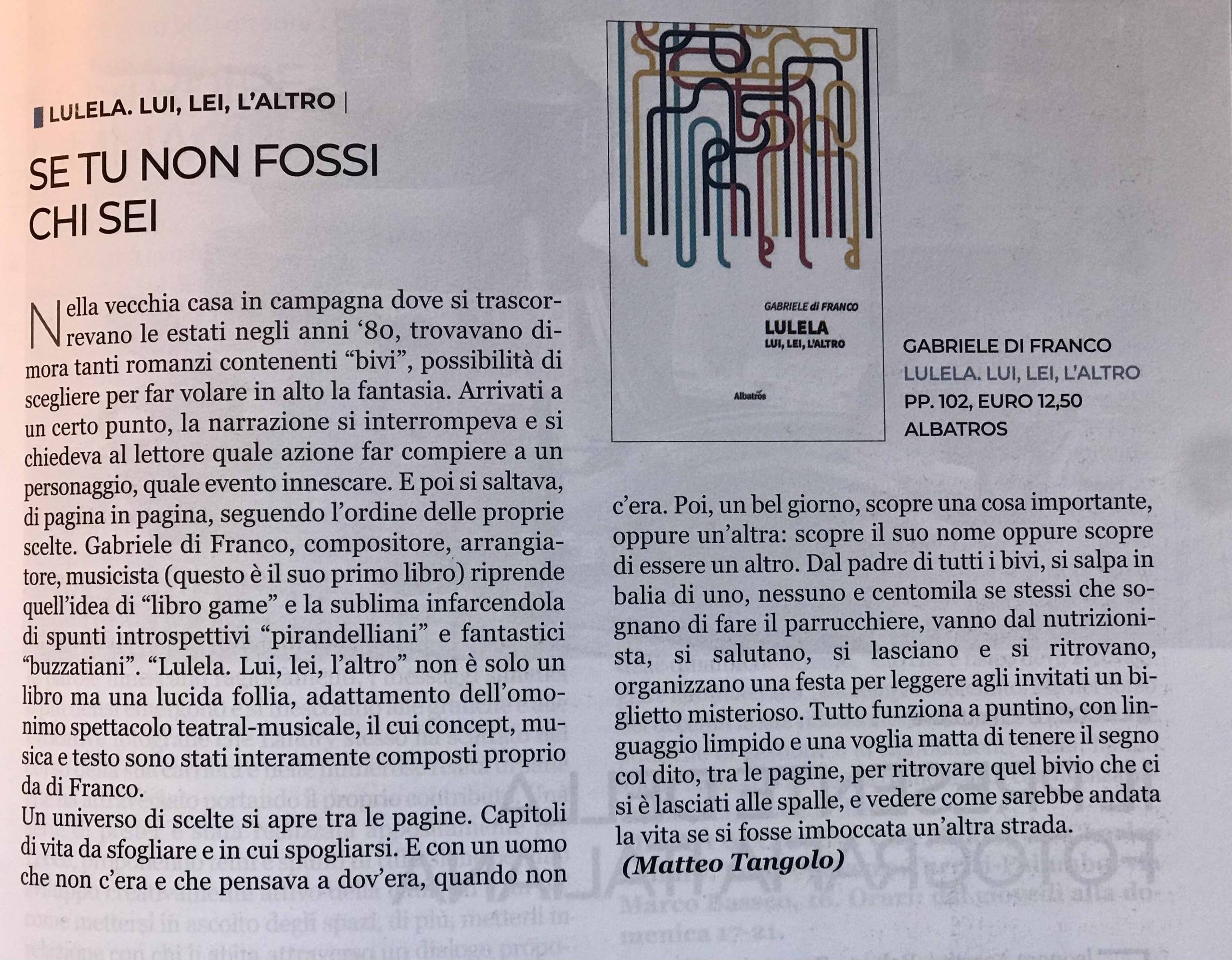 Recensione LULELA – Matteo Tangolo